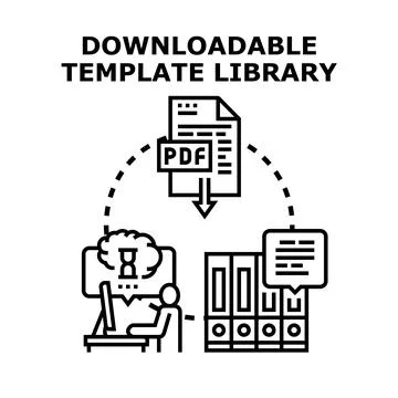 Downloadable template library concept vector illustration Stock Illustration