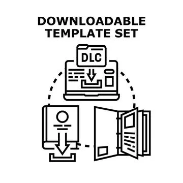 Downloadable template set digital content document concept Stock Illustration