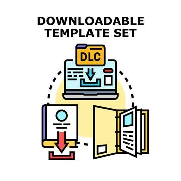 Downloadable template set digital content document concept Stock Illustration