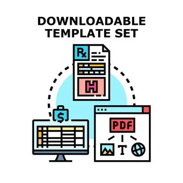 Downloadable template set for various documents and data Ilustración de archivo