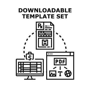 Downloadable template set for various documents and data Stockillustratie