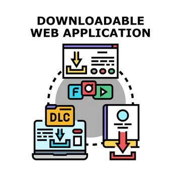 Downloadable web application concept illustration with different devices 스톡 일러스트