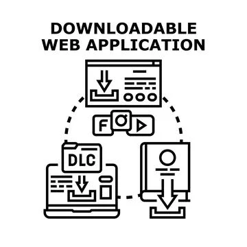 Downloadable web application concept illustration with different devices Stock Illustration