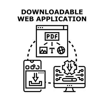 Downloadable web application concept with multiple devices Stock Illustration