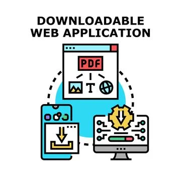 Downloadable web application concept with multiple devices Stock Illustration