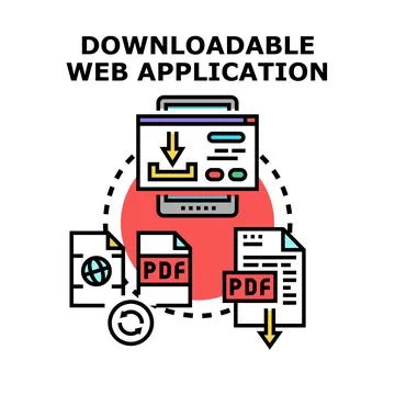 Downloadable web application development and file updating concept 库存插图