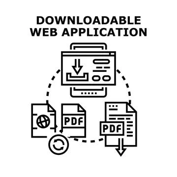 Downloadable web application development and file updating concept Stock Illustration