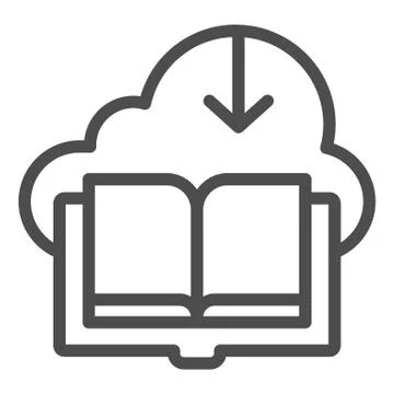 Downloaded book line icon. Cloud with book vector illustration isolated on white Illustrazione stock
