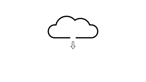 Downloader icon featuring a cloud with a downward arrow, symbolizing file d.. Stock Footage 334037595