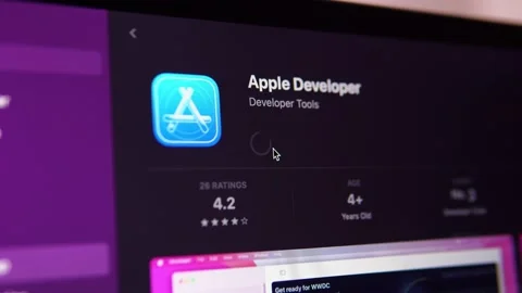 Downloading and installing Apple Developer from the App Store on your MacBook. Stock Footage 202801840