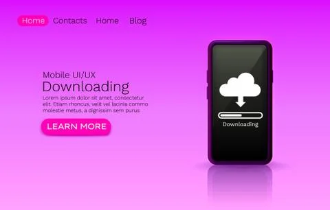 Downloading application online services, update cloud system, web site. Vector Stock Illustration