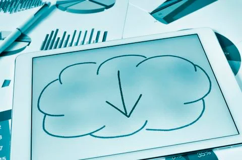 Downloading from the cloud 스톡 사진