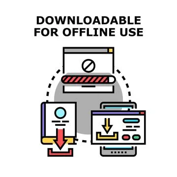 Downloading content for offline usage on devices イラスト素材