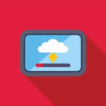 Downloading data from cloud storage to tablet, progress bar showing complet.. Illustrazione stock