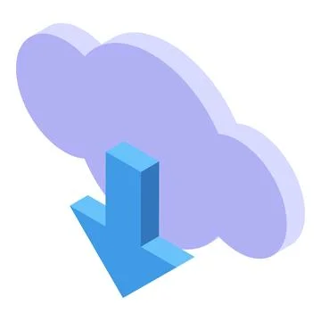 Downloading data from cloud storage using isometric icon Stock Illustration