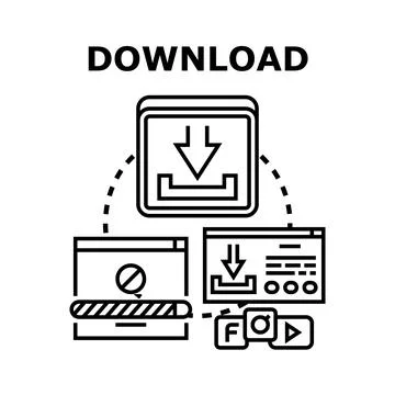 Downloading data to a digital storage device Stock Illustration