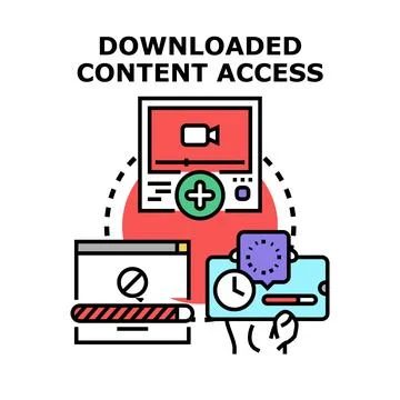 Downloading digital content access across devices concept Illustrazione stock