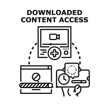 Downloading digital content access across devices concept Illustrazione stock