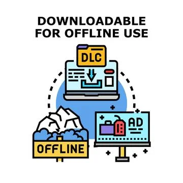 Downloading digital content for offline use concept イラスト素材