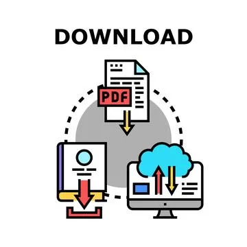 Downloading digital documents and cloud data concept イラスト素材