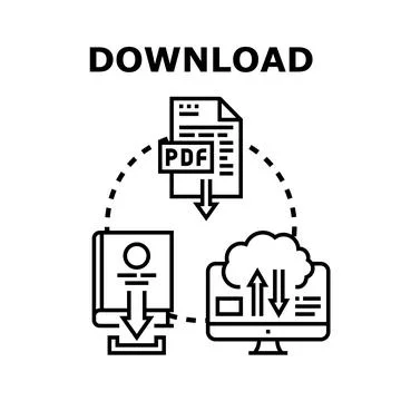 Downloading digital documents and cloud data concept Stock Illustration