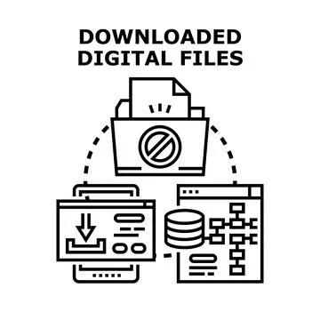 Downloading digital files and data protection 库存插图