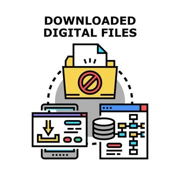 Downloading digital files and data protection Stock Illustration