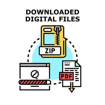 Downloading digital files concept process vector illustration Stock Illustration