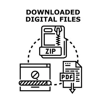 Downloading digital files concept process vector illustration Stock Illustration