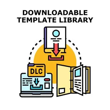 Downloading digital template library content concept Stock Illustration