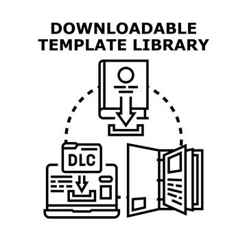 Downloading digital template library content concept Stock Illustration