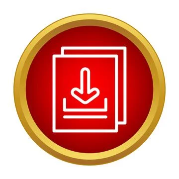 Downloading document data file icon in red circle Illustrazione stock