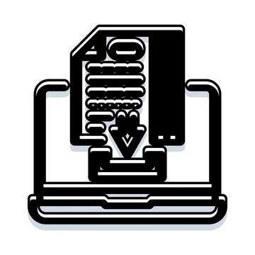 Downloading document file into laptop computer system Stock Illustration