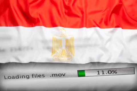 Downloading files on a computer, Egypt flag Stock Photos