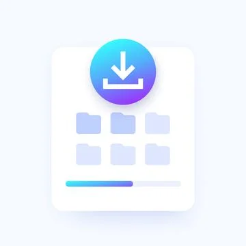Downloading files design with progress bar, vector ui Stock Illustration