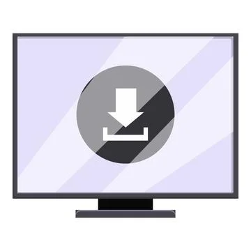 Downloading files from internet using computer screen showing download icon Stock Illustration