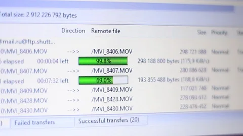 Downloading files through ftp computer program Stock Footage 110729393