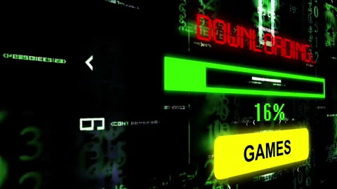 Downloading Games Progress Bar on Digital Interface Background Stock Footage 337435290
