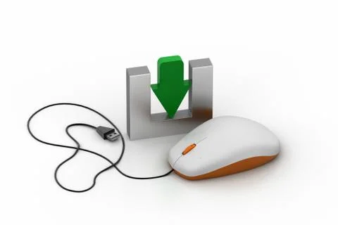 Downloading icon connected with computer mouse Illustrazione stock gratuita