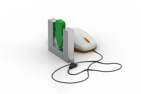 Downloading icon connected with computer mouse Illustrazione stock gratuita