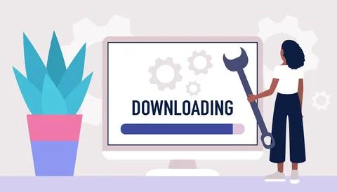 Downloading, loading concept Illustrazione stock