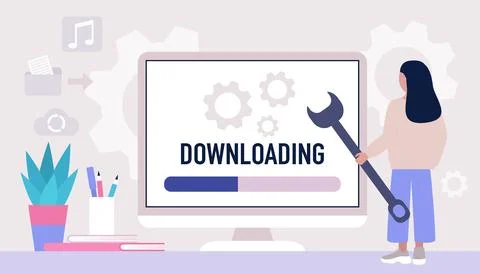 Downloading, loading concept Illustrazione stock