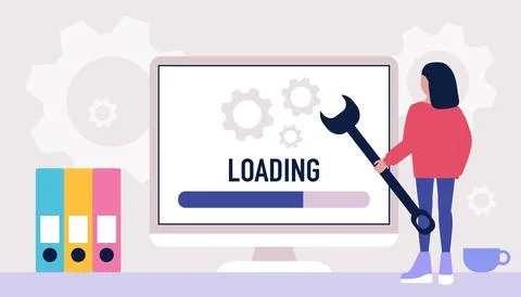 Downloading, loading concept Illustrazione stock