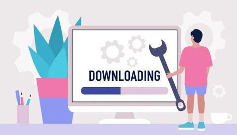 Downloading, loading concept Stock Illustration