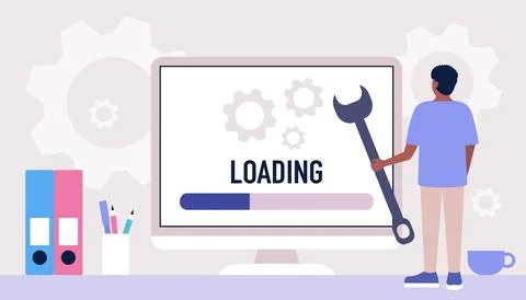 Downloading, loading concept Stock Illustration