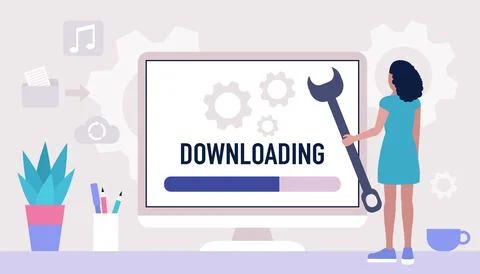 Downloading, loading concept Illustrazione stock