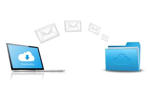 Downloading mail from the cloud computing folder Stock Illustration