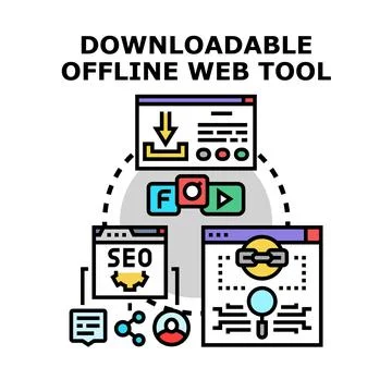 Downloading offline web tool for digital marketing optimization Stock Illustration