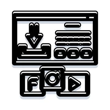 Downloading online content displaying multiple file formats Stock Illustration