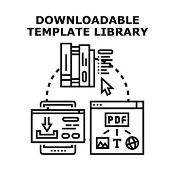 Downloading online template library files to digital devices Stock Illustration